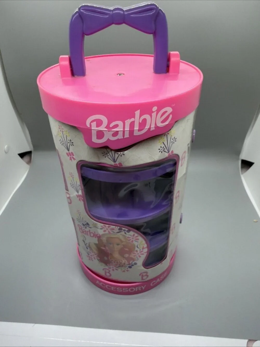 Barbie Accessory Case Vintage 1992 Cylinder Drawers Pink Purple